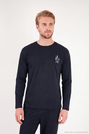 Buratti Minimal Baskılı Pamuklu Uzun Kollu Pijama Takımı Erkek PİJAMA TAKIMI 6575005 LACİVERT