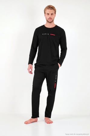 Buratti Baskılı Pamuklu Uzun Kollu Pijama Takımı Erkek PİJAMA TAKIMI 6575006 SİYAH