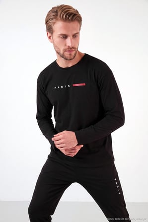 Buratti Baskılı Pamuklu Uzun Kollu Pijama Takımı Erkek PİJAMA TAKIMI 6575006 SİYAH