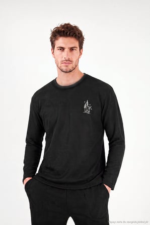 Buratti Ultra Soft Minimal Nakışlı Uzun Kollu Pijama Takımı Erkek PİJAMA TAKIMI 6575009