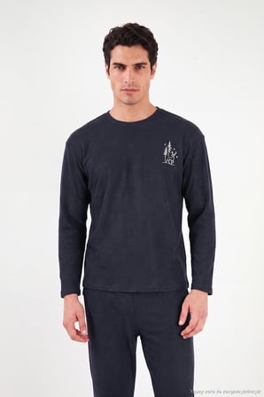 Buratti Ultra Soft Minimal Nakışlı Uzun Kollu Pijama Takımı Erkek PİJAMA TAKIMI 6575009