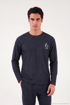 Buratti Ultra Soft Minimal Nakışlı Uzun Kollu Pijama Takımı Erkek PİJAMA TAKIMI 6575009