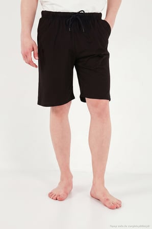 Buratti Pamuklu Regular Fit Bağlamalı Cepli Pijama Şort Erkek ŞORT 6574004 SİYAH