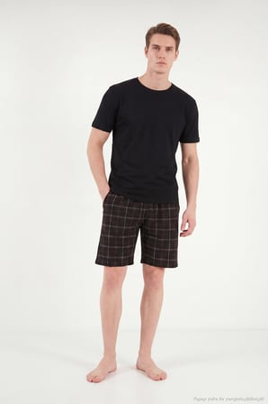 Buratti Pamuklu Regular Fit Bağlamalı Cepli Pijama Şort Erkek ŞORT 6574004 SİYAH-BORDO