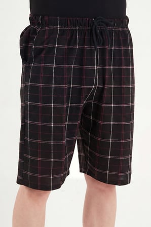 Buratti Pamuklu Regular Fit Bağlamalı Cepli Pijama Şort Erkek ŞORT 6574004 SİYAH-BORDO