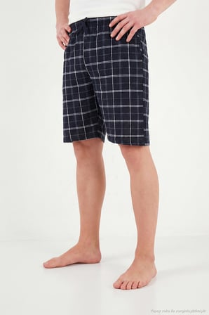 Buratti Pamuklu Regular Fit Bağlamalı Cepli Pijama Şort Erkek ŞORT 6574004 LACİVERT