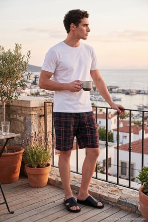 Buratti Pamuklu Regular Fit Bağlamalı Cepli Pijama Şort Erkek ŞORT 6574004 YEŞİL