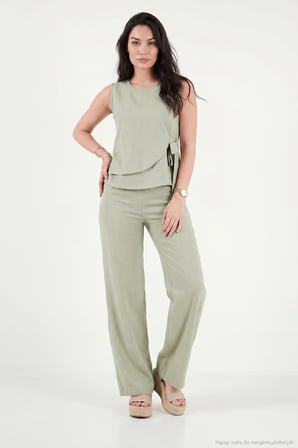 Lela Regular Fit Bağlama Detaylı Bisiklet Yaka Takım Bayan TAKIM 5866466 Olive