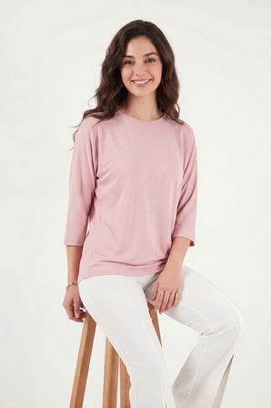 Lela Bisiklet Yaka Truvakar Kol Bluz Bayan BLUZ 5861416Y GÜL KURUSU