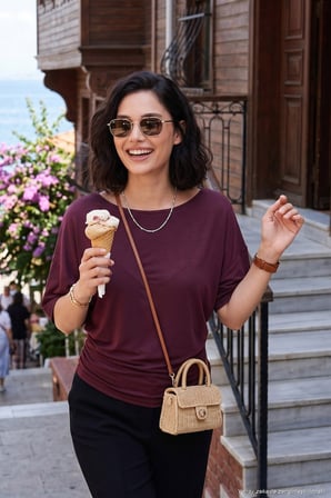Lela Standart Fit Drape Detaylı Yarasa Kol T Shirt Bayan T SHİRT 5866962 MÜRDÜM