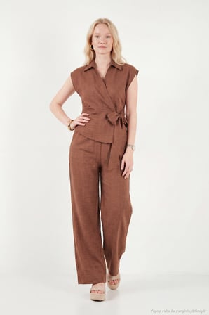 Lela Regular Fit Bağlama Detaylı Kolsuz Takım Bayan TAKIM 5866787 KAHVE