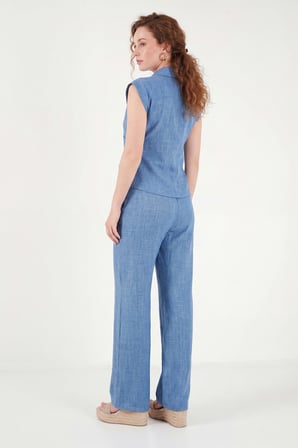 Lela Regular Fit Bağlama Detaylı Kolsuz Takım Bayan TAKIM 5866787 MAVİ
