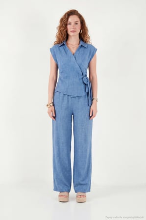 Lela Regular Fit Bağlama Detaylı Kolsuz Takım Bayan TAKIM 5866787 MAVİ