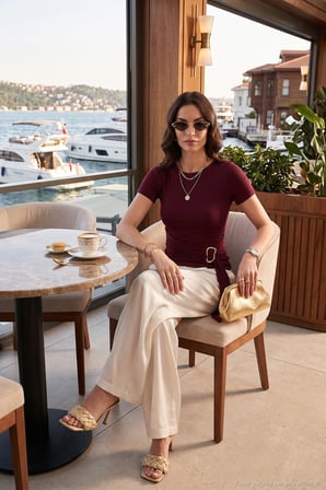 Lela Toka Detaylı Fitted Fit Kayık Yaka Bluz Bayan BLUZ 5862707 MÜRDÜM