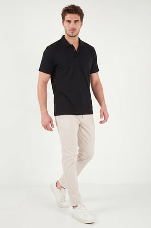 Buratti Pamuklu Regular Fit Göğüs Cepli Düğmeli Polo T Shirt Erkek POLO T SHİRT 4565001 SİYAH