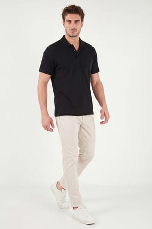 Buratti Pamuklu Regular Fit Göğüs Cepli Düğmeli Polo T Shirt Erkek POLO T SHİRT 4565001 SİYAH