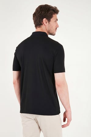 Buratti Pamuklu Regular Fit Göğüs Cepli Düğmeli Polo T Shirt Erkek POLO T SHİRT 4565001 SİYAH