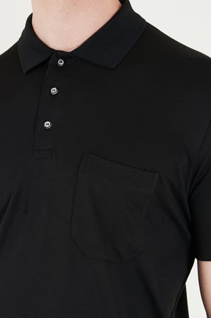 Buratti Pamuklu Regular Fit Göğüs Cepli Düğmeli Polo T Shirt Erkek POLO T SHİRT 4565001 SİYAH