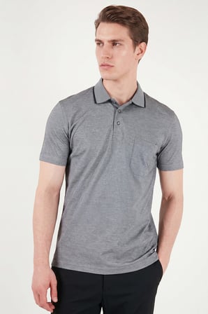Buratti Pamuklu Regular Fit Göğüs Cepli Düğmeli Polo T Shirt Erkek POLO T SHİRT 4565001 KOYU SİYAH
