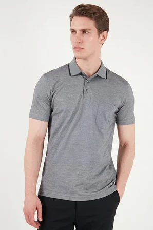 Buratti Pamuklu Regular Fit Göğüs Cepli Düğmeli Polo T Shirt Erkek POLO T SHİRT 4565001 KOYU SİYAH