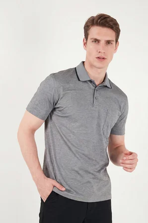 Buratti Pamuklu Regular Fit Göğüs Cepli Düğmeli Polo T Shirt Erkek POLO T SHİRT 4565001 KOYU SİYAH