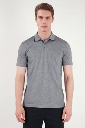 Buratti Pamuklu Regular Fit Göğüs Cepli Düğmeli Polo T Shirt Erkek POLO T SHİRT 4565001 KOYU SİYAH