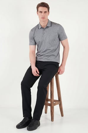 Buratti Pamuklu Regular Fit Göğüs Cepli Düğmeli Polo T Shirt Erkek POLO T SHİRT 4565001 KOYU SİYAH