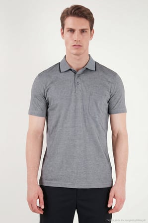 Buratti Pamuklu Regular Fit Göğüs Cepli Düğmeli Polo T Shirt Erkek POLO T SHİRT 4565001 KOYU SİYAH