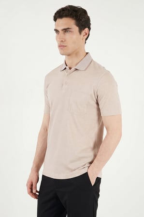 Buratti Pamuklu Regular Fit Göğüs Cepli Düğmeli Polo T Shirt Erkek POLO T SHİRT 4565001 BEJ