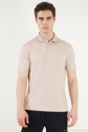 Buratti Pamuklu Regular Fit Göğüs Cepli Düğmeli Polo T Shirt Erkek POLO T SHİRT 4565001 BEJ