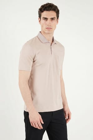 Buratti Pamuklu Regular Fit Göğüs Cepli Düğmeli Polo T Shirt Erkek POLO T SHİRT 4565001 BEJ