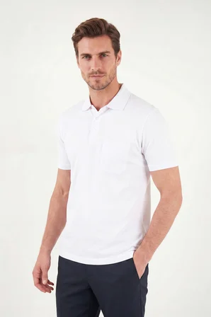 Buratti Pamuklu Regular Fit Göğüs Cepli Düğmeli Polo T Shirt Erkek POLO T SHİRT 4565001 BEYAZ