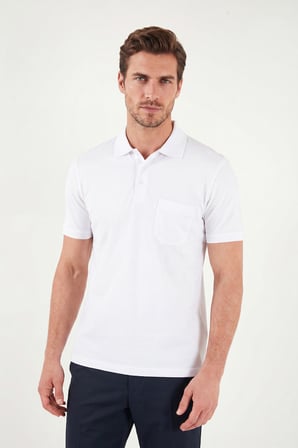 Buratti Pamuklu Regular Fit Göğüs Cepli Düğmeli Polo T Shirt Erkek POLO T SHİRT 4565001 BEYAZ