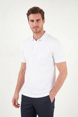 Buratti Pamuklu Regular Fit Göğüs Cepli Düğmeli Polo T Shirt Erkek POLO T SHİRT 4565001 BEYAZ