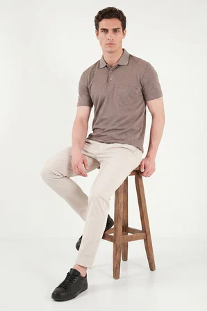 Buratti Pamuklu Regular Fit Göğüs Cepli Düğmeli Polo T Shirt Erkek POLO T SHİRT 4565001 KAHVE