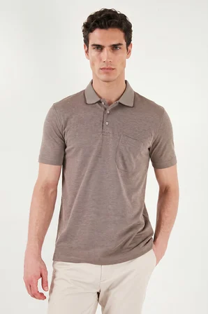 Buratti Pamuklu Regular Fit Göğüs Cepli Düğmeli Polo T Shirt Erkek POLO T SHİRT 4565001 KAHVE