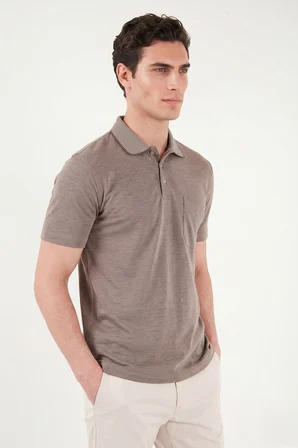 Buratti Pamuklu Regular Fit Göğüs Cepli Düğmeli Polo T Shirt Erkek POLO T SHİRT 4565001 KAHVE