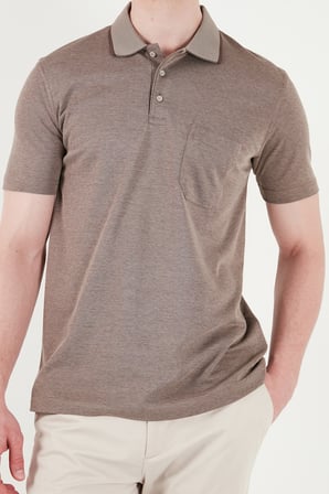 Buratti Pamuklu Regular Fit Göğüs Cepli Düğmeli Polo T Shirt Erkek POLO T SHİRT 4565001 KAHVE