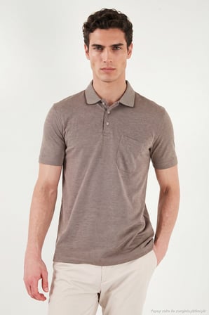 Buratti Pamuklu Regular Fit Göğüs Cepli Düğmeli Polo T Shirt Erkek POLO T SHİRT 4565001 KAHVE