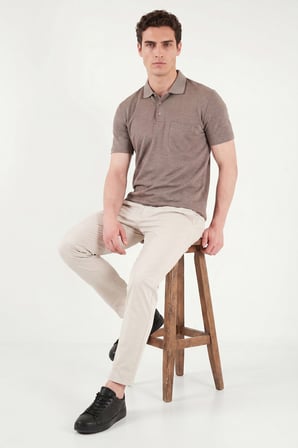 Buratti Pamuklu Regular Fit Göğüs Cepli Düğmeli Polo T Shirt Erkek POLO T SHİRT 4565001 KAHVE