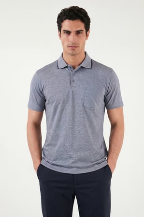 Buratti Pamuklu Regular Fit Göğüs Cepli Düğmeli Polo T Shirt Erkek POLO T SHİRT 4565001 KOYU LACİVERT