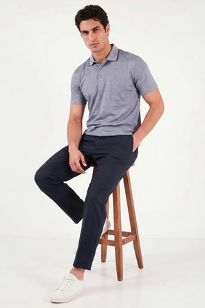 Buratti Pamuklu Regular Fit Göğüs Cepli Düğmeli Polo T Shirt Erkek POLO T SHİRT 4565001 KOYU LACİVERT