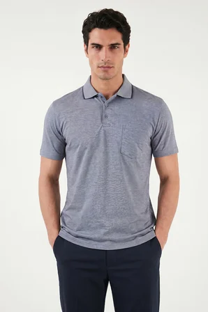 Buratti Pamuklu Regular Fit Göğüs Cepli Düğmeli Polo T Shirt Erkek POLO T SHİRT 4565001 KOYU LACİVERT