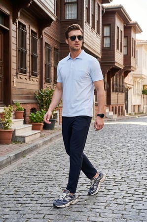 Buratti Pamuklu Regular Fit Göğüs Cepli Düğmeli Polo T Shirt Erkek POLO T SHİRT 4565001 BEBE MAVİ