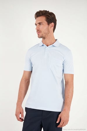 Buratti Pamuklu Regular Fit Göğüs Cepli Düğmeli Polo T Shirt Erkek POLO T SHİRT 4565001 BEBE MAVİ