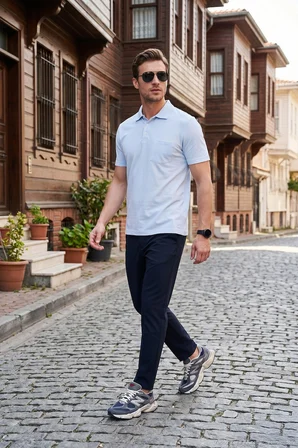 Buratti Pamuklu Regular Fit Göğüs Cepli Düğmeli Polo T Shirt Erkek POLO T SHİRT 4565001 BEBE MAVİ