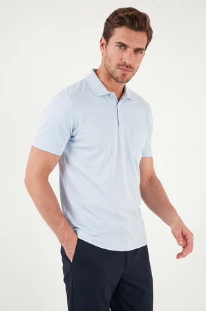 Buratti Pamuklu Regular Fit Göğüs Cepli Düğmeli Polo T Shirt Erkek POLO T SHİRT 4565001 BEBE MAVİ