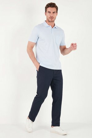 Buratti Pamuklu Regular Fit Göğüs Cepli Düğmeli Polo T Shirt Erkek POLO T SHİRT 4565001 BEBE MAVİ