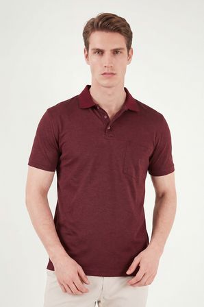 Buratti Pamuklu Regular Fit Göğüs Cepli Düğmeli Polo T Shirt Erkek POLO T SHİRT 4565001 BORDO