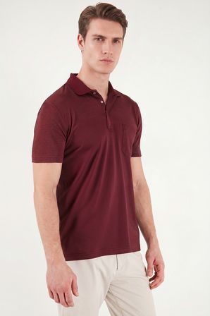 Buratti Pamuklu Regular Fit Göğüs Cepli Düğmeli Polo T Shirt Erkek POLO T SHİRT 4565001 BORDO
